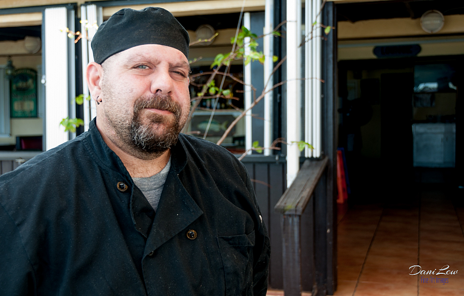 Chef Jason of Over the Edge Cafe Chef Jason of Over the Edge Cafe in North Side, Grand Cayman - taken with a Nikon D300 camera and Nikon 18-200 VR lens