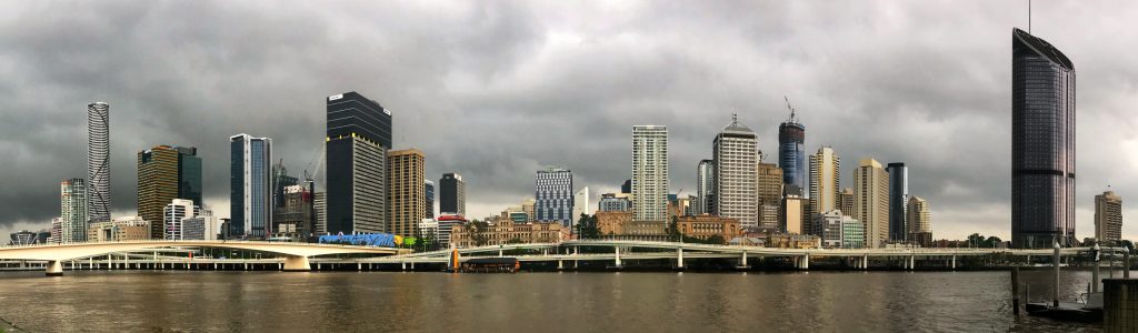 Brisbane city skyline view from South Bank, image taken with iPhone 7