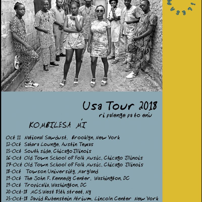 USA debut tour schedule for Kombilesa Mi, an Afro-Colombian Hip-Hop group from San Basilio de Palenque