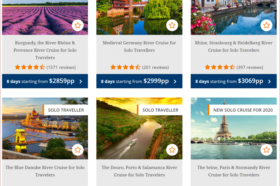 Riviera River Cruises has Six Solo Traveler Only Cruises in 2020 as shown on SelfishMe Travel LLC