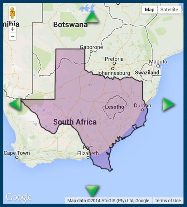 South Africa compared to Texas on SelfishMe Travel