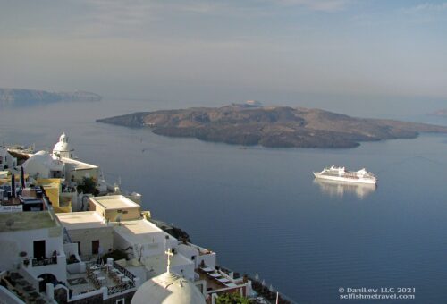 Santorini caldera and volcano view on SelfishMe Travel blog post